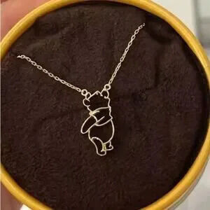 18K Gold Over 925 Sterling Silver Disney Winnie The Pooh Necklace Minimalist